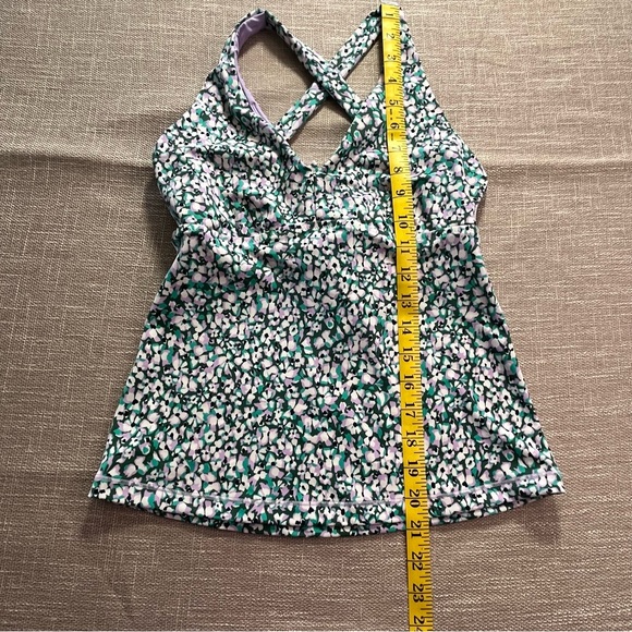 Athleta XS Floral Crisscross Active Tankini Top - Green/Purple/White - Picture 7 of 7